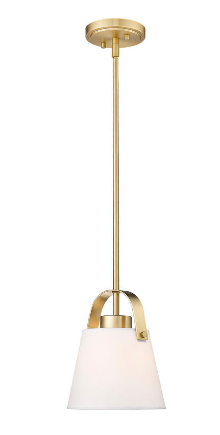 Z-Lite Z Studio 8" Heritage Brass Steel and Ivory Fabric Pendant Light