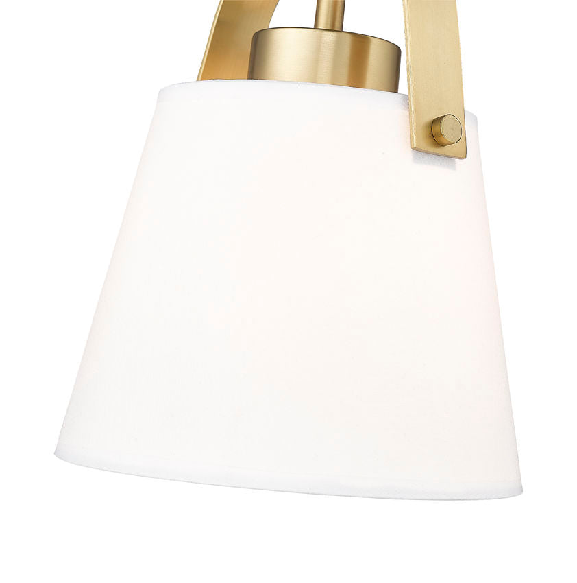 Z-Lite Z Studio 8" Heritage Brass Steel and Ivory Fabric Pendant Light