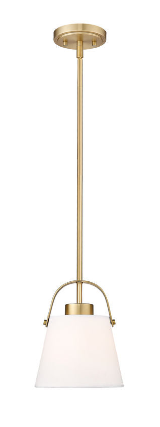 Z-Lite Z Studio 8" Heritage Brass Steel and Ivory Fabric Pendant Light