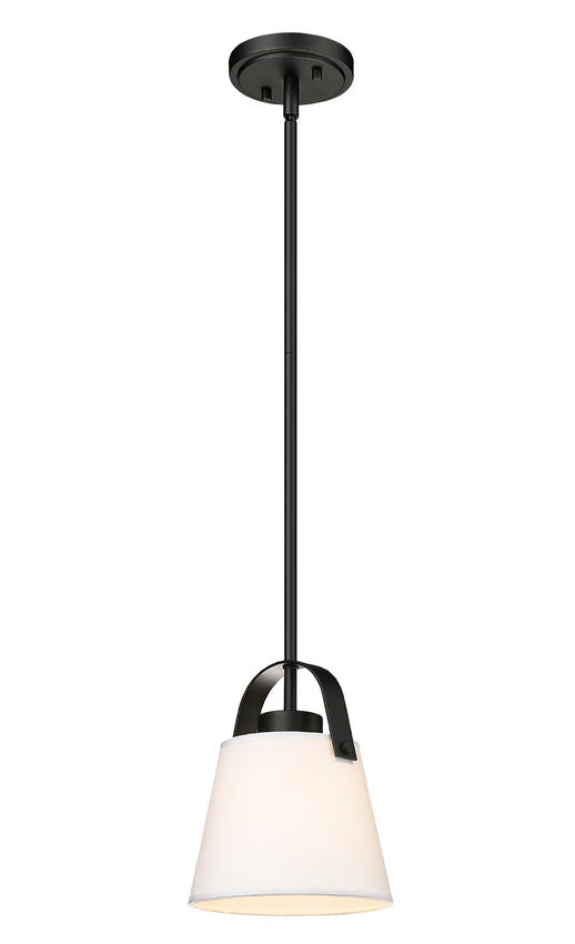 Z-Lite Z Studio 8" Matte Black Steel and Ivory Fabric Pendant Light