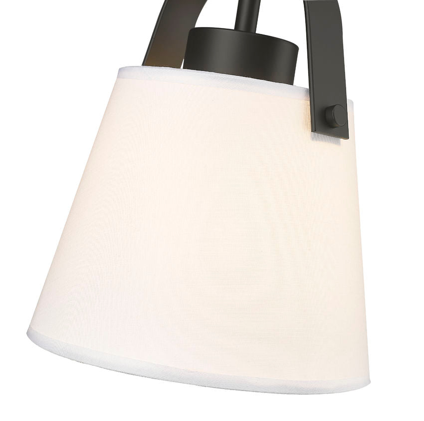 Z-Lite Z Studio 8" Matte Black Steel and Ivory Fabric Pendant Light