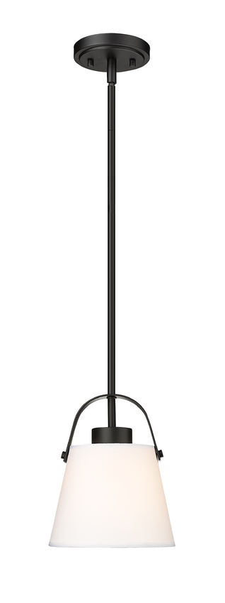 Z-Lite Z Studio 8" Matte Black Steel and Ivory Fabric Pendant Light