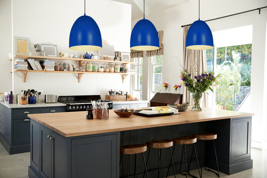 Z-Lite Z Studio Dome Pendant 19" 3-Light Blue Iron Pendant Light