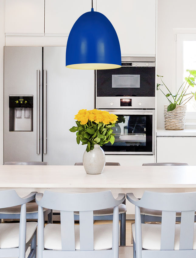 Z-Lite Z Studio Dome Pendant 19" 3-Light Blue Iron Pendant Light