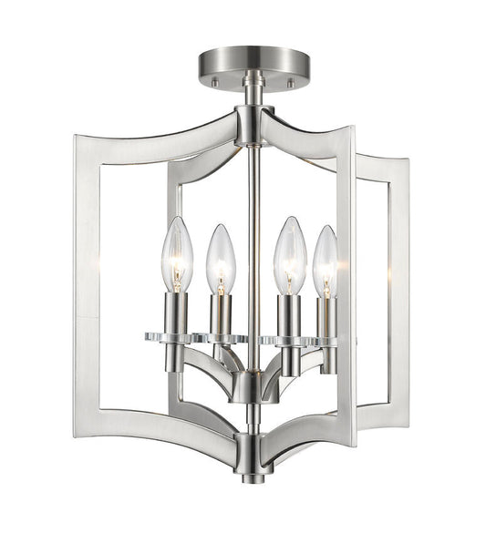 Z-Lite Zander 15" 4-Light Brushed Nickel Steel Semi Flush Mount Lighting