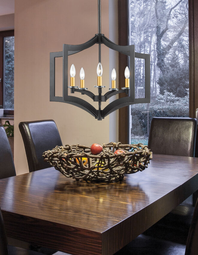 Z-Lite Zander 24" 5-Light Bronze Steel Pendant Light