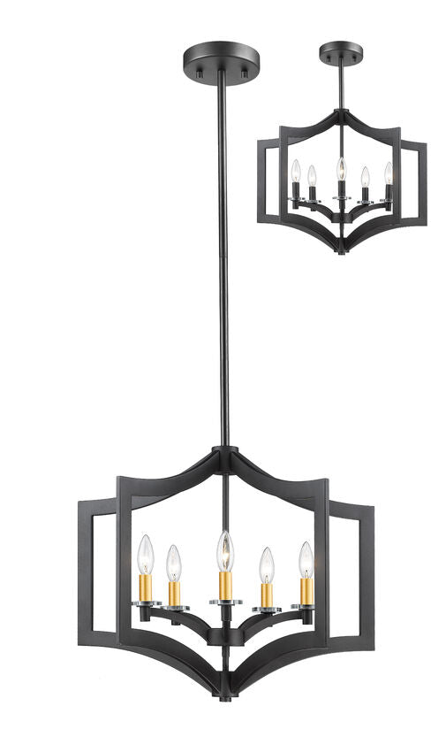 Z-Lite Zander 24" 5-Light Bronze Steel Pendant Light