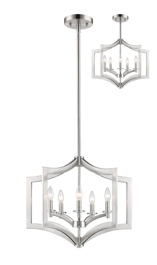 Z-Lite Zander 24" 5-Light Brushed Nickel Steel Pendant Light