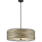 Z-Lite Zinnia 18" 3-Light Bronze Pendant Light With Flax Linen Fabric Shade
