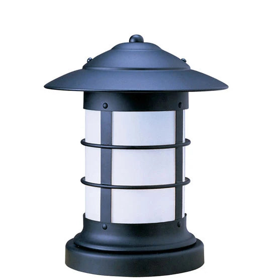 Arroyo Craftsman Newport 9" Bronze Column Mount With Almond Mica Glass