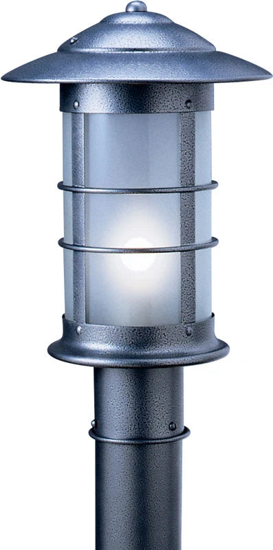 Arroyo Craftsman Newport 14" Pewter Long Body Post Mount Fixture With Almond Mica Glass