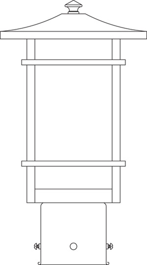 Arroyo Craftsman Katsura 7" Bronze Post Mount With Toshi Overlay and Off White Glass