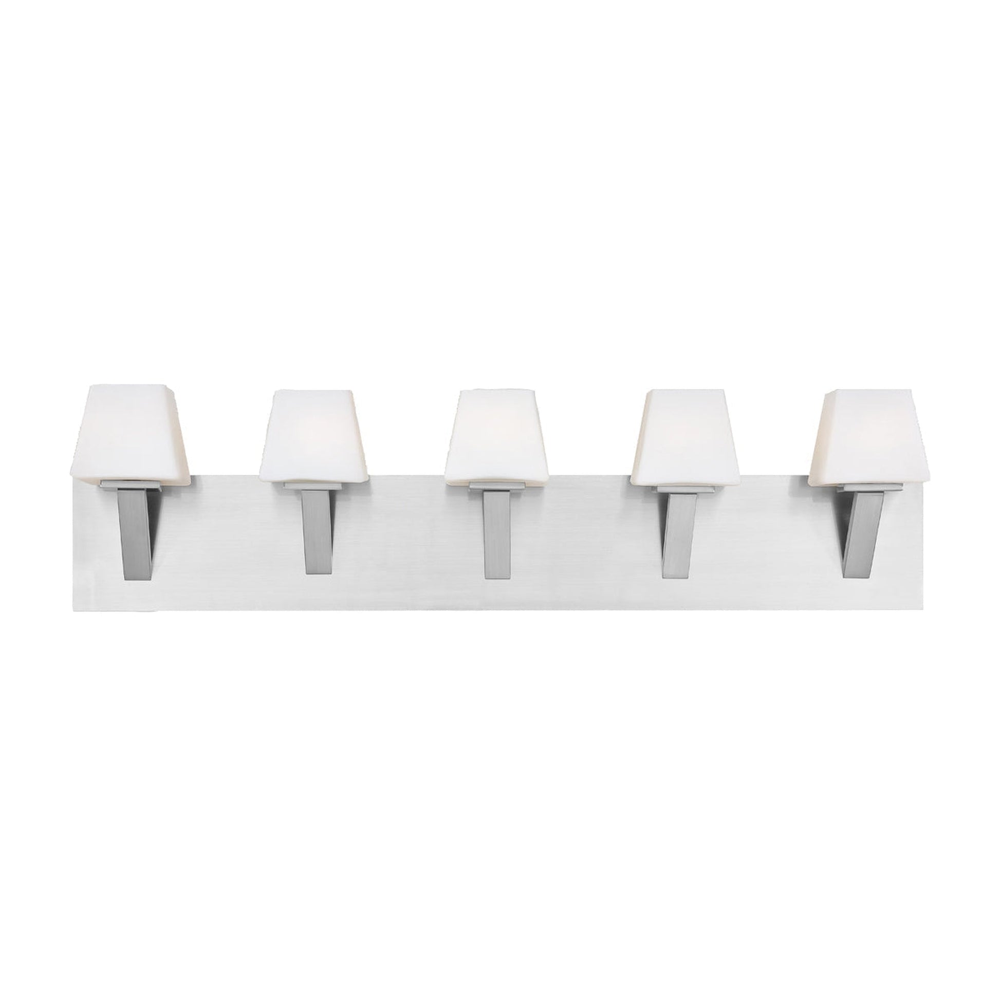 Eurofase Lighting Anglo 33" 5-light Dimmable Halogen Bulb Satin Nickel Bath Bar With Opal White Shades