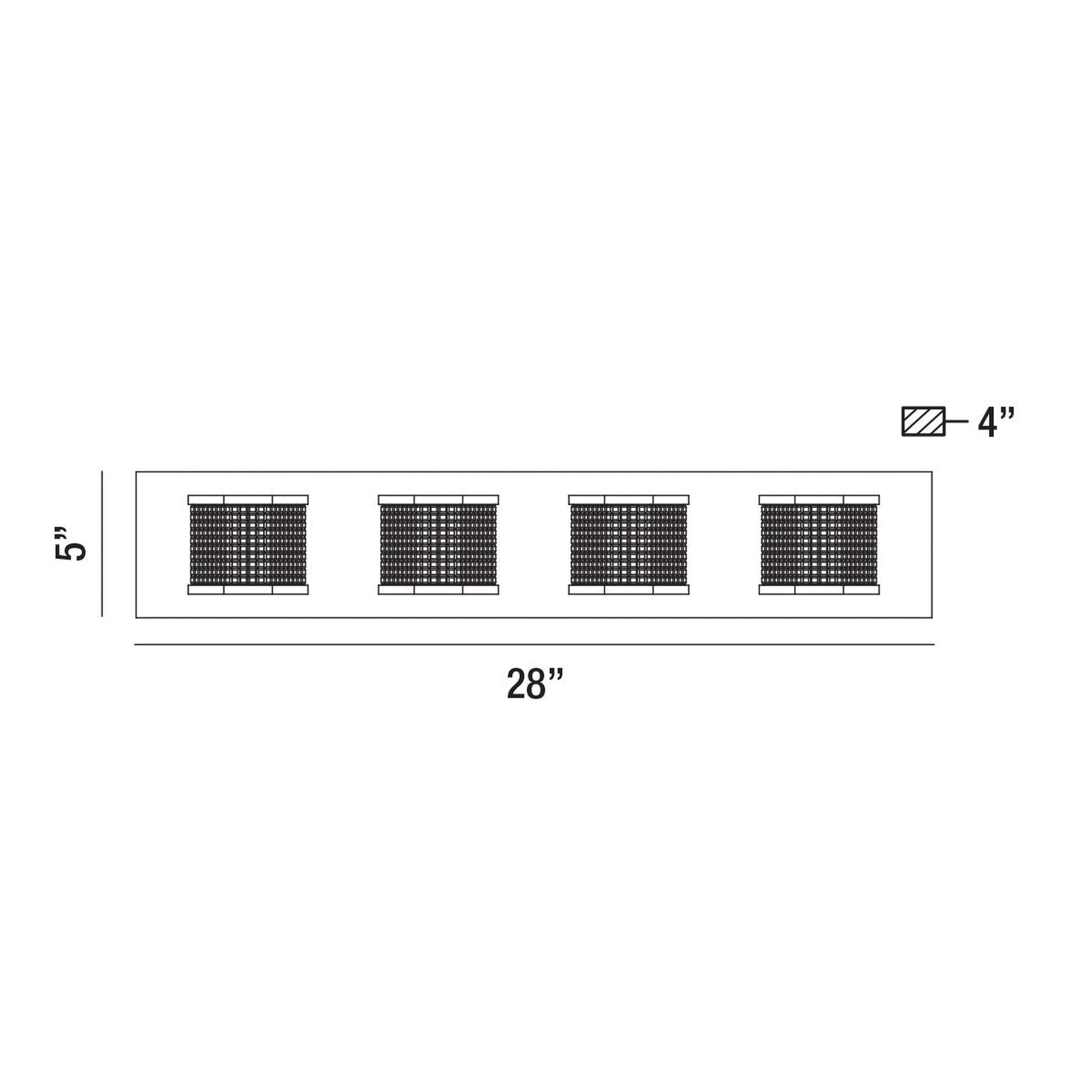 Eurofase Lighting Belgroue 28" 4-light Dimmable Integrated LED Rectangular Chrome Bath Bar With Clear Retro Prismatic Glass Shades