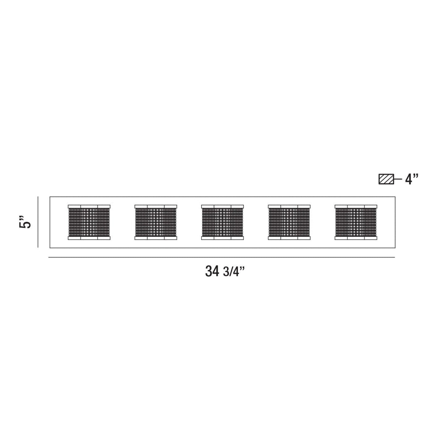 Eurofase Lighting Belgroue 35" 5-light Dimmable Integrated LED Rectangular Chrome Bath Bar With Clear Retro Prismatic Glass Shades