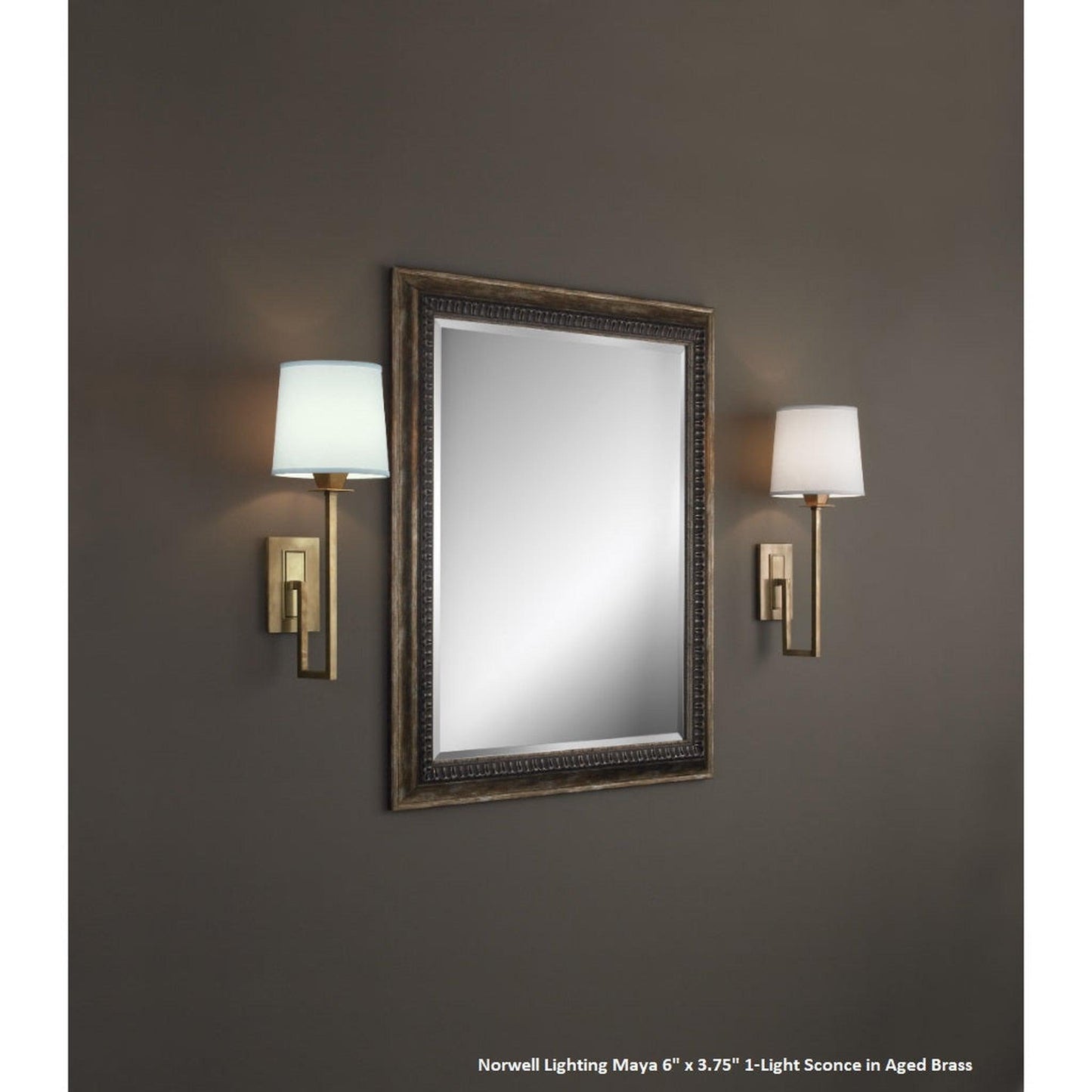 Norwell Lighting Maya 6" x 4" 1-Light Sconce Aged Brass Indoor Wall Light With Fabric Diffuser