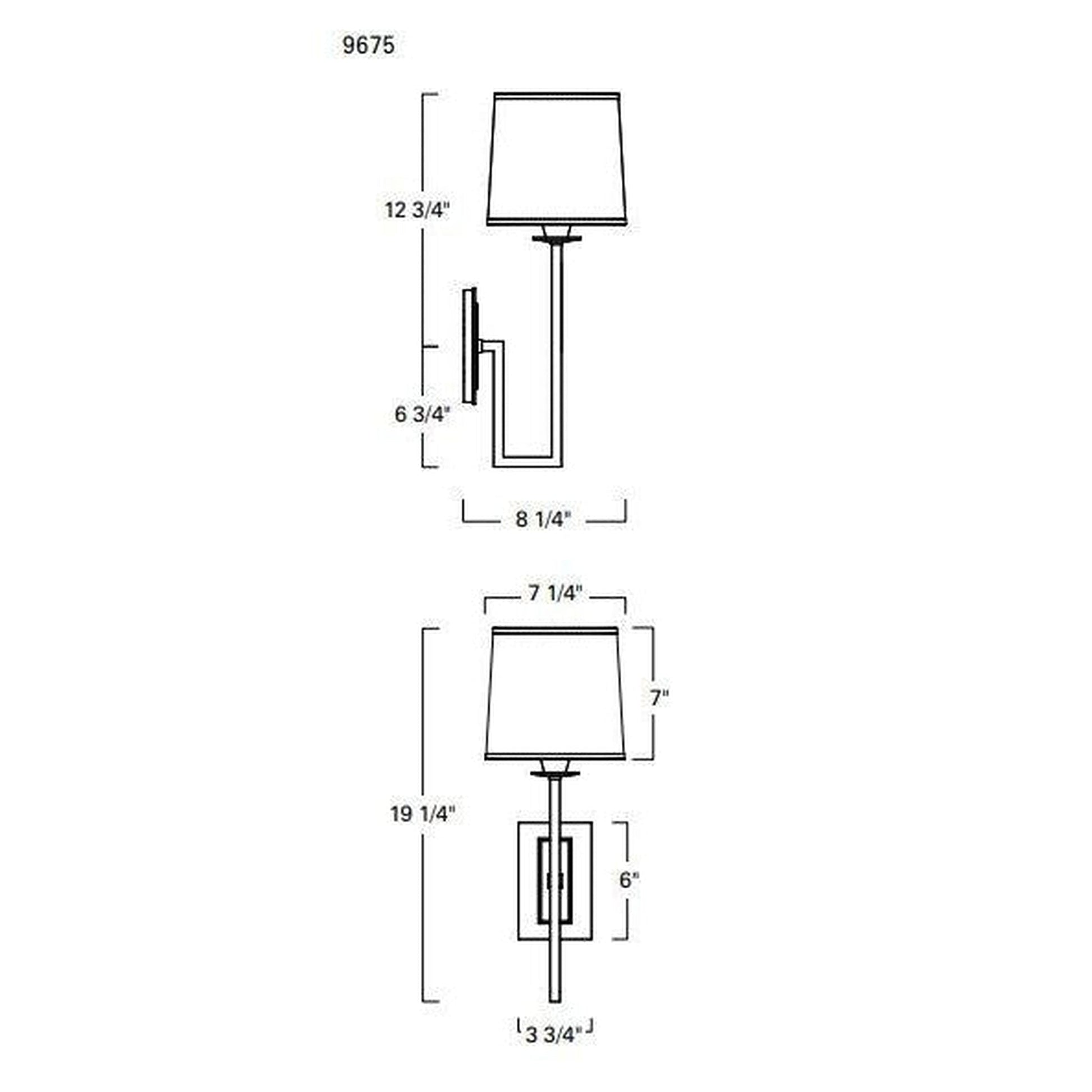 Norwell Lighting Maya 6" x 4" 1-Light Sconce Polished Nickel Indoor Wall Light With Fabric Diffuser