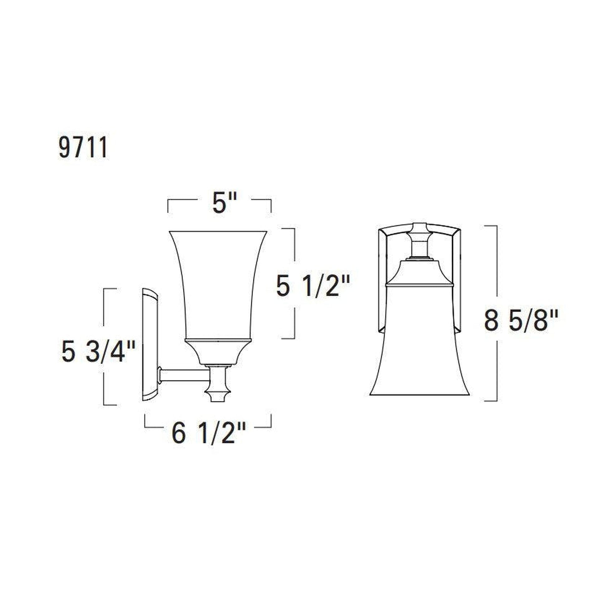 Norwell Lighting Sapphire 6" x 4" 1-Light Sconce Chrome Vanity Light With Shiny Opal Glass Diffuser