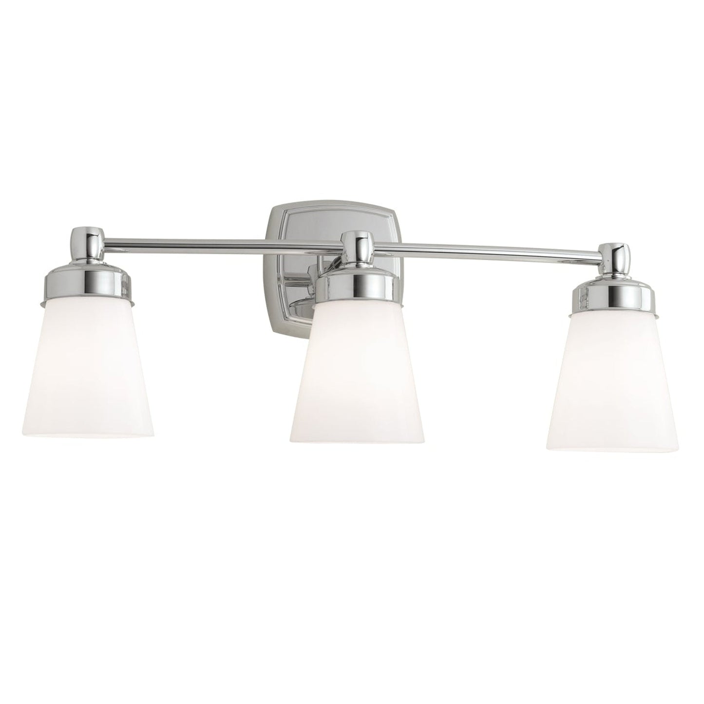 Norwell Lighting Soft Square 9" x 22" 3-Light Sconce Chrome Vanity Light With Shiny Opal Glass Diffuser