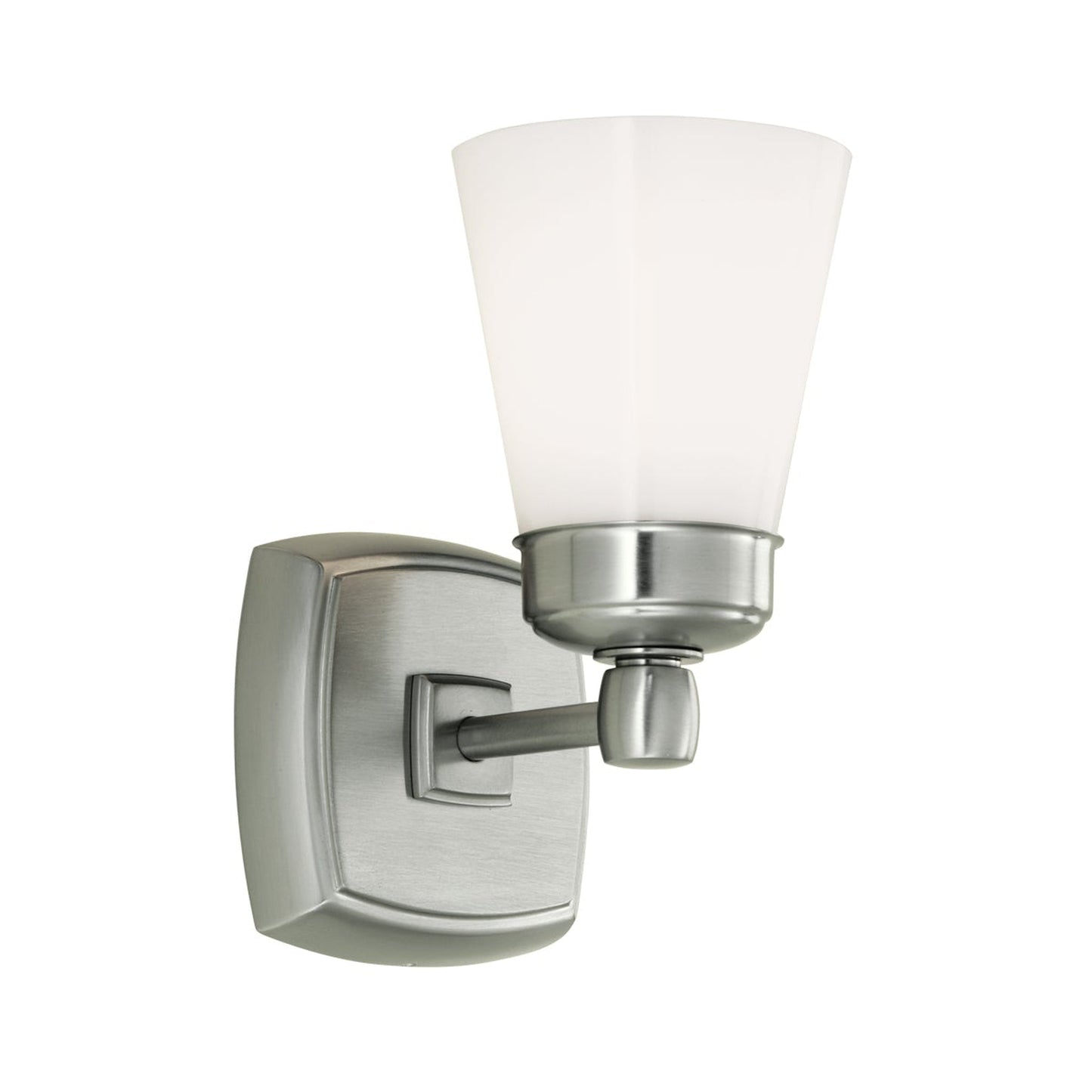 Norwell Lighting Soft Square 9" x 5" 1-Light Sconce Brushed Nickel Vanity Light With Shiny Opal Glass Diffuser