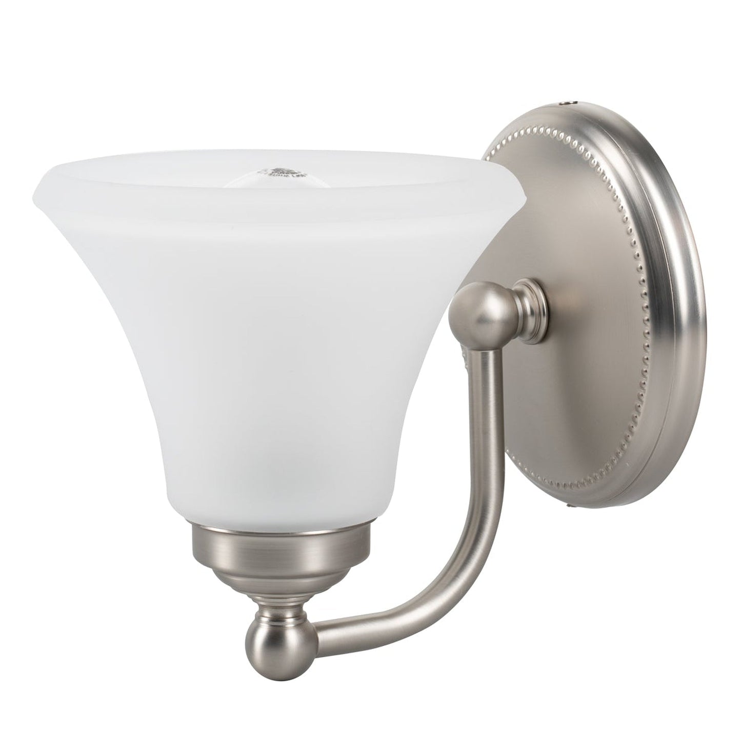 Norwell Lighting Soleil 8" x 7" 1-Light Sconce Brushed Nickel Vanity Light With Flared Glass Diffuser