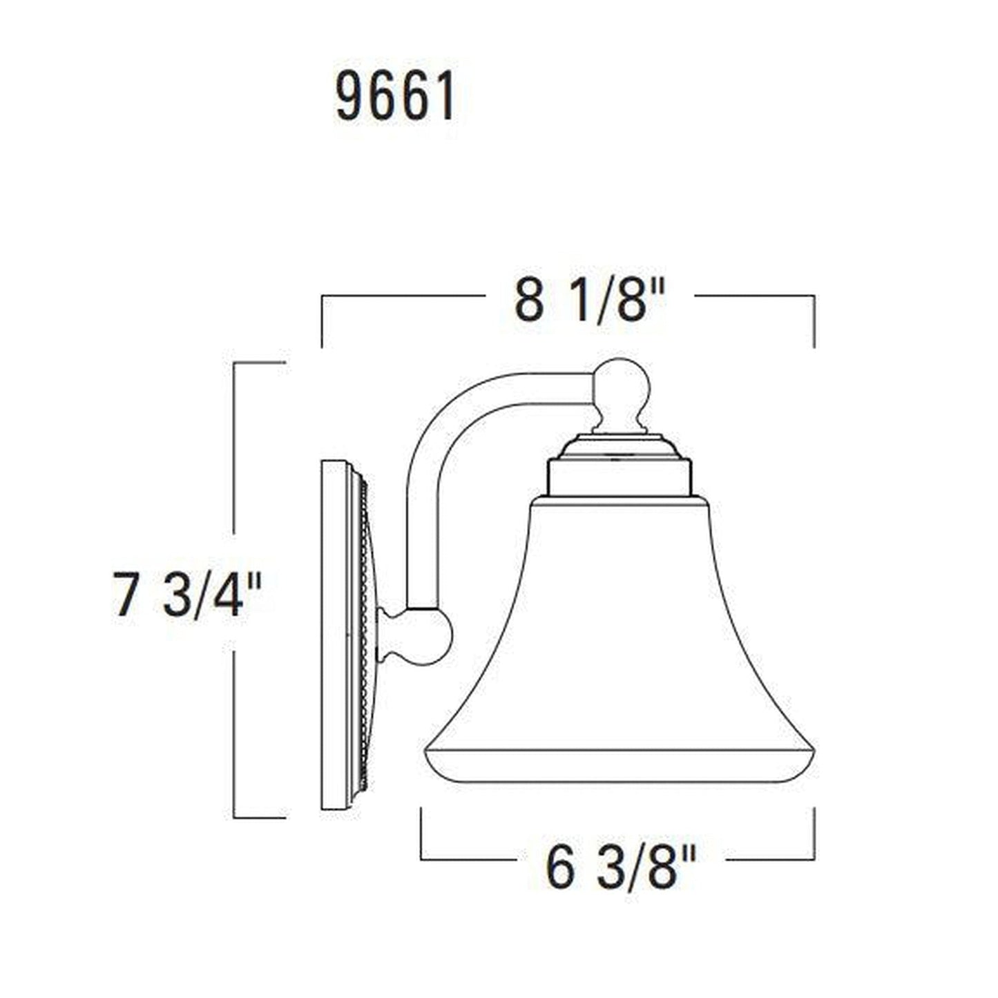 Norwell Lighting Soleil 8" x 7" 1-Light Sconce Chrome Vanity Light With Flared Glass Diffuser