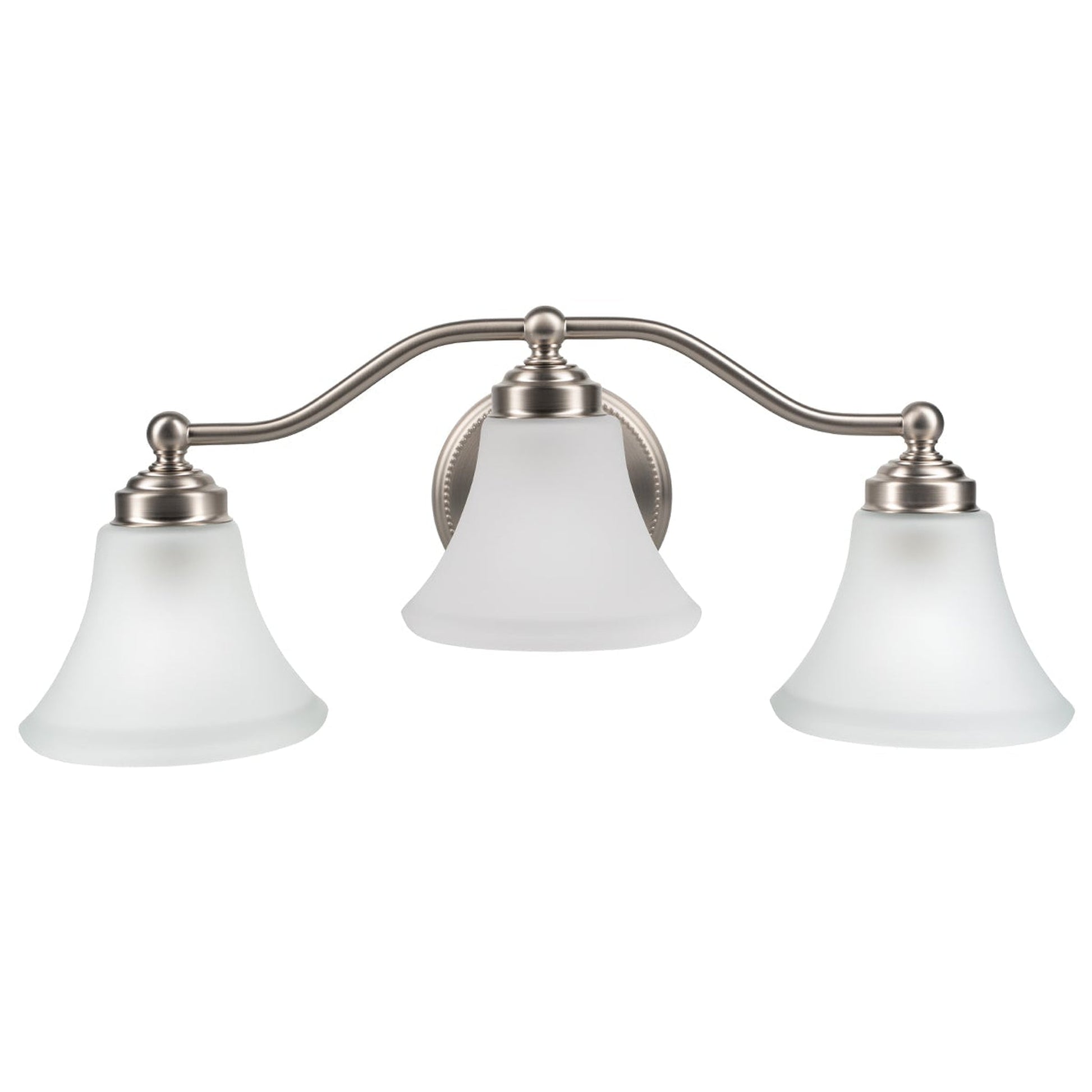 Norwell Lighting Soleil 9" x 22" 3-Light Sconce Brushed Nickel Vanity Light With Flared Glass Diffuser