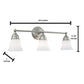 Norwell Lighting Sophie 8" x 24" 3-Light Sconce Chrome Vanity Light With Bell Shiny Opal Glass Diffuser