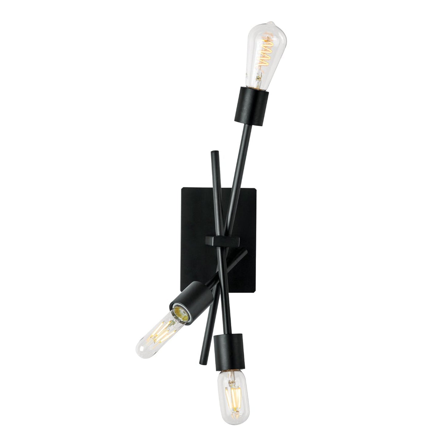 Norwell Lighting Stick 7" 3-Light Matte Black Indoor Wall Light