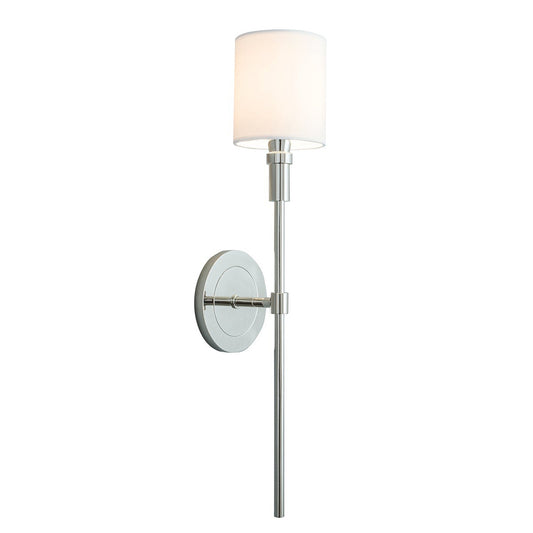 Norwell Lighting Zavier 22" x 5" 1-Light Candlestick Sconce Polished Nickel Indoor Wall Light With Fabric Diffuser